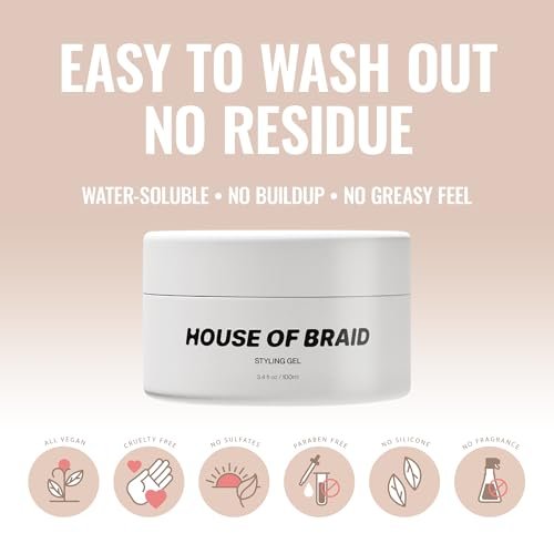 House Of Braid Hair Styling Gel - Extra Hold for Curly, Wavy, Slick Back, Edge Control, Braid Gel - Non Toxic, Frizz and Flake Free Hair Jam with All Natural Ingredients (3.4 Oz) Avelisse