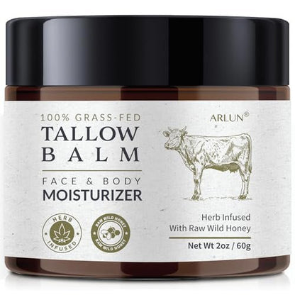 Beef Tallow for Skin with Honey – Grass Fed Tallow Face Moisturizer, Nourishing & Hydrating Balm, 60g Avelisse