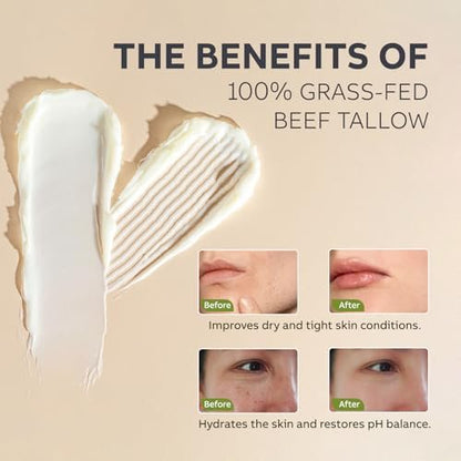 Beef Tallow for Skin with Honey – Grass Fed Tallow Face Moisturizer, Nourishing & Hydrating Balm, 60g Avelisse