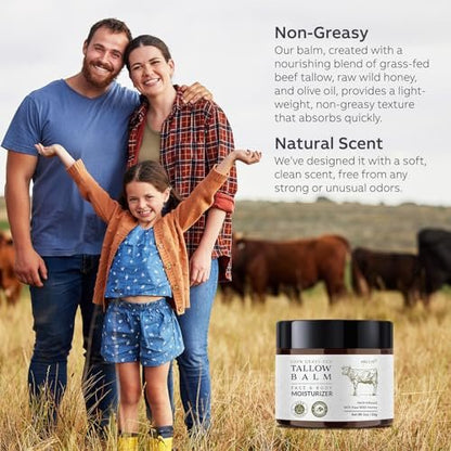 Beef Tallow for Skin with Honey – Grass Fed Tallow Face Moisturizer, Nourishing & Hydrating Balm, 60g Avelisse