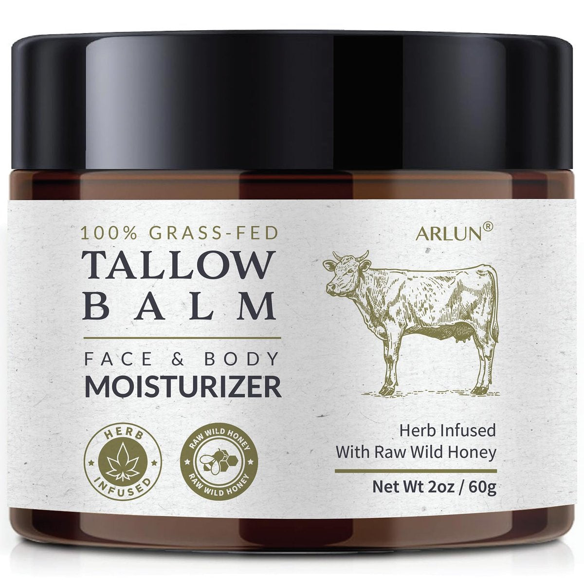 Beef Tallow for Skin with Honey – Grass Fed Tallow Face Moisturizer, Nourishing & Hydrating Balm, 60g Avelisse