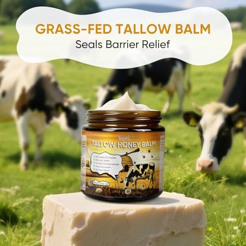 Organic Grass-Fed Beef Tallow Balm with Raw Honey - 4 oz All-Natural Moisturizer for Face & Body - görsel 6
