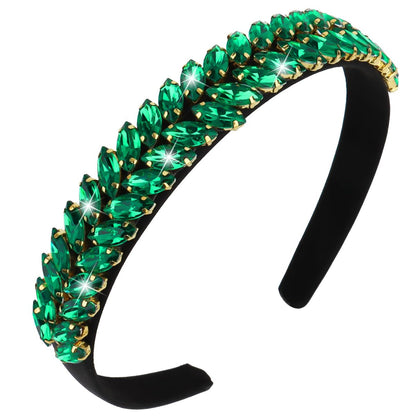 Wecoe Green Rhinestone Headband for Women & Girls – St. Patrick's Day Sparkly Crystal Leaf Shape Hairband