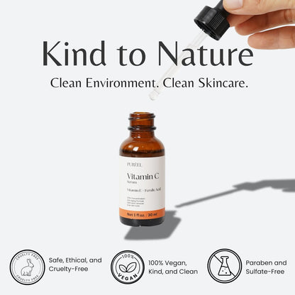 Purify. Puréel 20% Vitamin C Serum for Face – Brightening Serum with Vitamin E & Ferulic Acid – Anti-Aging, Dark Spot Remover, Even Skin Tone, Wrinkle Reduction & Radiant Glow – 1 fl oz Avelisse