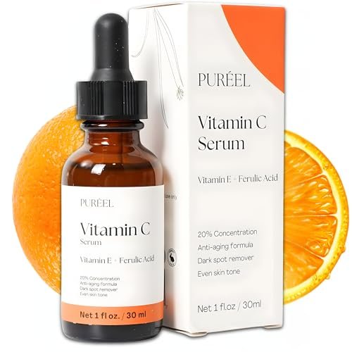 Purify. Puréel 20% Vitamin C Serum for Face – Brightening Serum with Vitamin E & Ferulic Acid – Anti-Aging, Dark Spot Remover, Even Skin Tone, Wrinkle Reduction & Radiant Glow – 1 fl oz Avelisse