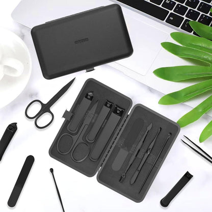 OFIDUS Precision 8-Piece Men's Nail Grooming Travel Kit - Stainless Steel Manicure Set with Clippers, Tweezers, Scissors, and Case Avelisse