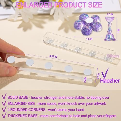 2 Nail Stand for Press Ons - Upgrade Solid Acrylic Nail Stands with Flower Design, Fake Nail Holder for Painting and Display, Includes Glue Tips - görsel 8