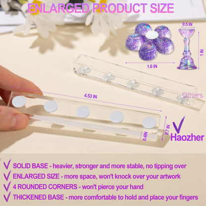 2 Nail Stand for Press Ons - Upgrade Solid Acrylic Nail Stands with Flower Design, Fake Nail Holder for Painting and Display, Includes Glue Tips