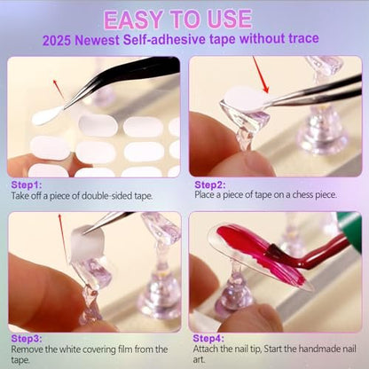 2 Nail Stand for Press Ons - Upgrade Solid Acrylic Nail Stands with Flower Design, Fake Nail Holder for Painting and Display, Includes Glue Tips