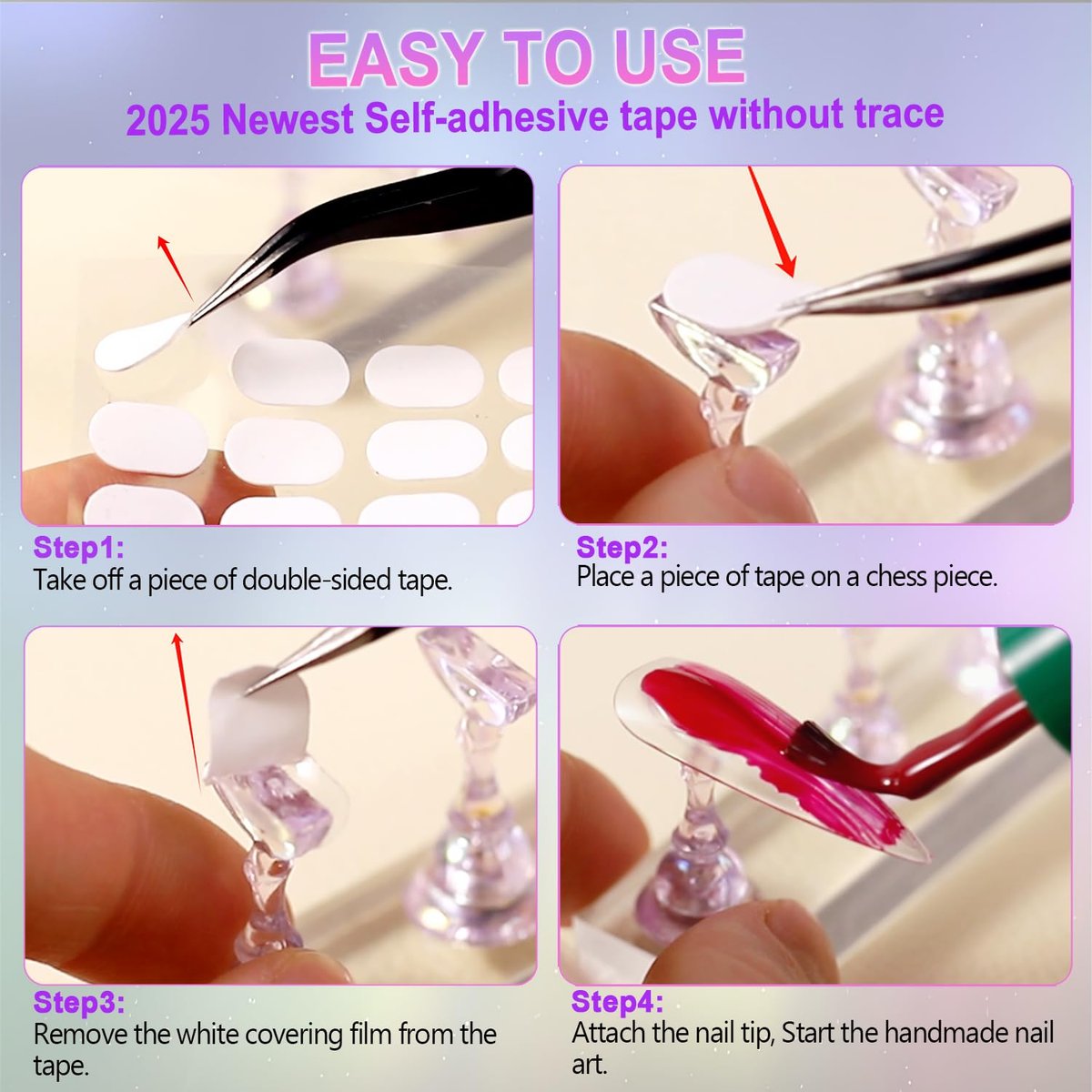 2 Nail Stand for Press Ons - Upgrade Solid Acrylic Nail Stands with Flower Design, Fake Nail Holder for Painting and Display, Includes Glue Tips - görsel 13