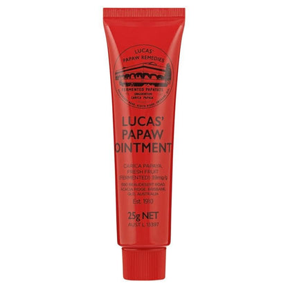 Lucas Papaw Ointment 25g - Soothing Lip and Skin Healing Balm with Fresh Fermented Carica Papaya, Natural Ingredients for All Skin Types - Made in Australia