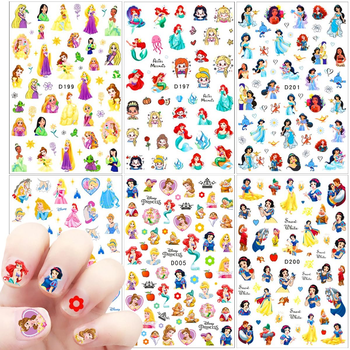 Cute Cartoon 3D Self Adhesive Nail Art Stickers - 6 Sheets DIY Nail Designs Decals for Women - görsel 9