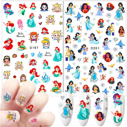 Cute Cartoon 3D Self Adhesive Nail Art Stickers - 6 Sheets DIY Nail Designs Decals for Women