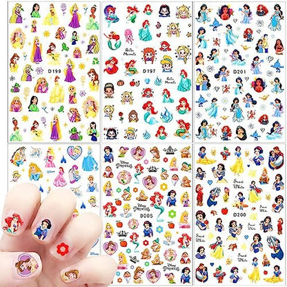 Cute Cartoon 3D Self Adhesive Nail Art Stickers - 6 Sheets DIY Nail Designs Decals for Women