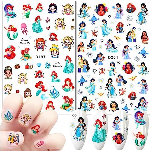 Cute Cartoon 3D Self Adhesive Nail Art Stickers - 6 Sheets DIY Nail Designs Decals for Women - görsel 4