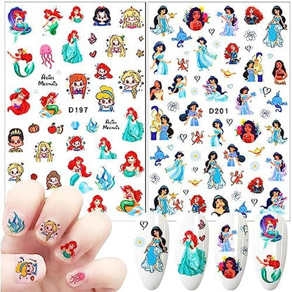 Cute Cartoon 3D Self Adhesive Nail Art Stickers - 6 Sheets DIY Nail Designs Decals for Women