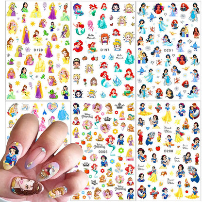 Cute Cartoon 3D Self Adhesive Nail Art Stickers - 6 Sheets DIY Nail Designs Decals for Women