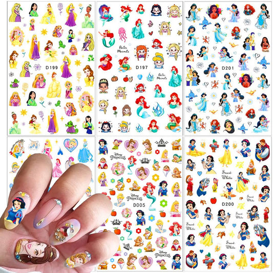 Cute Cartoon 3D Self Adhesive Nail Art Stickers - 6 Sheets DIY Nail Designs Decals for Women