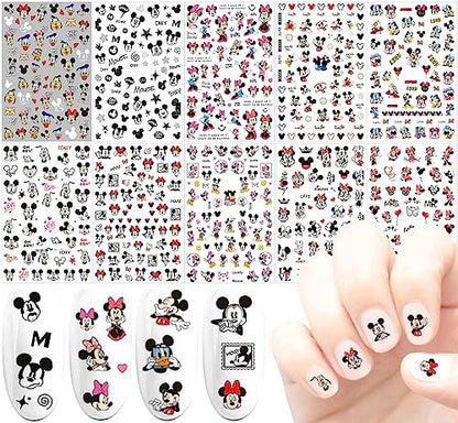 Cute Nail Art Stickers 3D Self-Adhesive Nail Decals - Party Favors Gifts for Women - Cartoon Designer Nails Art Decoration 10pcs