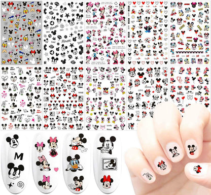 Cute Nail Art Stickers 3D Self-Adhesive Nail Decals - Party Favors Gifts for Women - Cartoon Designer Nails Art Decoration 10pcs