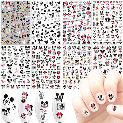 8pcs 3D Cute Nail Art Stickers - Self-Adhesive Cartoon Nail Decals for Women, Girls, Kids - Fun Manicure Decor & Party Gifts