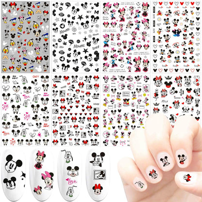 8pcs 3D Cute Nail Art Stickers - Self-Adhesive Cartoon Nail Decals for Women, Girls, Kids - Fun Manicure Decor & Party Gifts