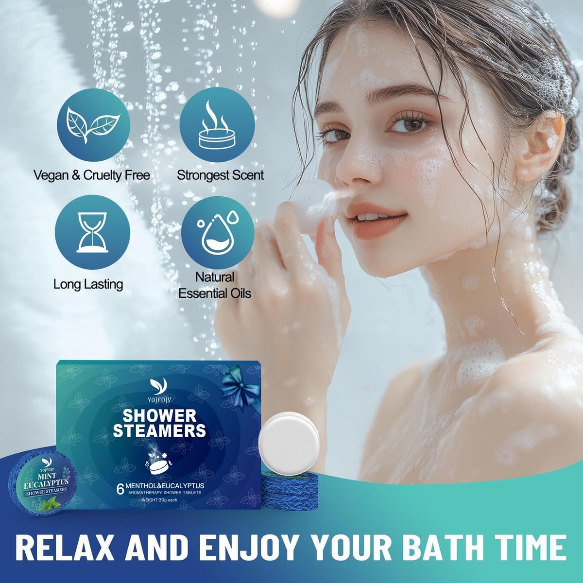 Shower Steamers Aromatherapy, 6 Pack Organic Shower Bombs with Menthol & Eucalyptus Essential Oils - Relaxation & Self-Care Gift for Mom, Wife, Her - görsel 11