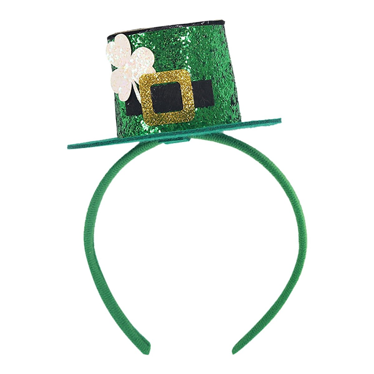 WRBAJIS St. Patrick's Day Headband - Green Glitter Shamrock Headpiece with Lucky Clover Hair Accessories for Women and Girls - görsel 1