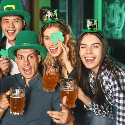 WRBAJIS St. Patrick's Day Headband - Green Glitter Shamrock Headpiece with Lucky Clover Hair Accessories for Women and Girls - görsel 12