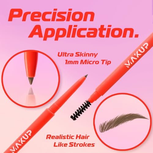 Makup Beauty Skinny Brow Ultra Thin Eyebrow Pencil - Waterproof Micro Brow Pencil for Hair-Like Strokes, Natural Full Brows (Warm Taupe) - görsel 4