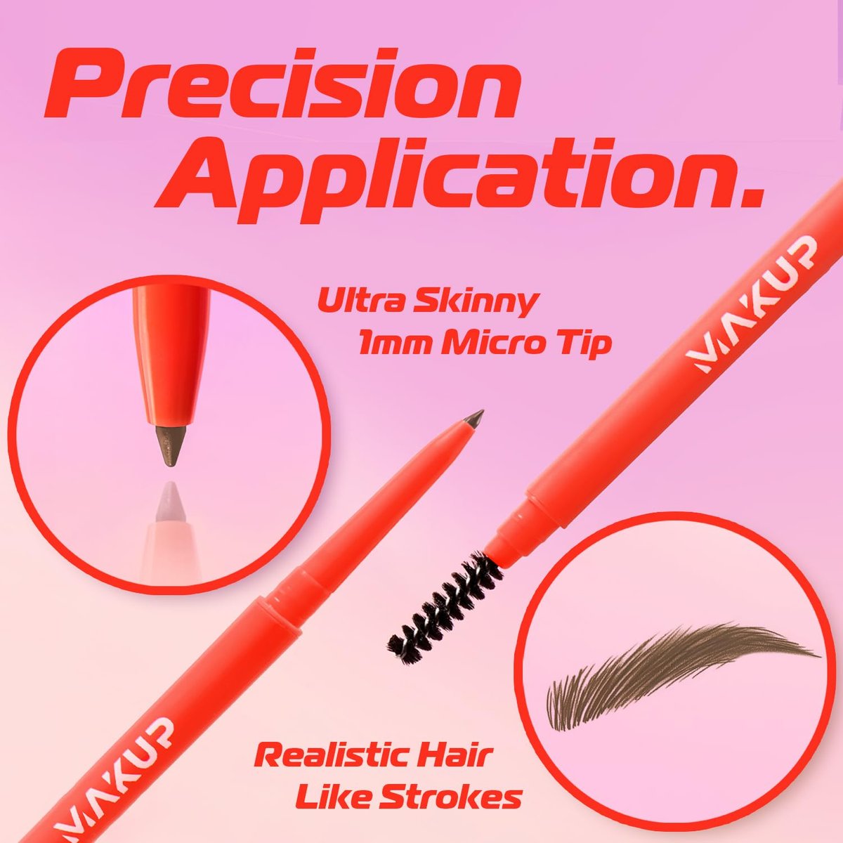 Makup Beauty Skinny Brow Ultra Thin Eyebrow Pencil - Waterproof Micro Brow Pencil for Hair-Like Strokes, Natural Full Brows (Warm Taupe) - görsel 3