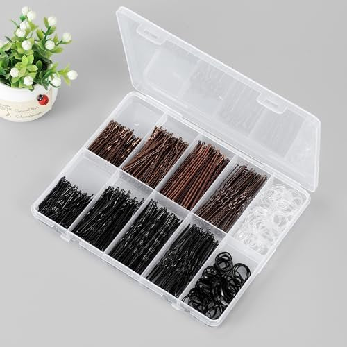 Scaups 400PCS Brown and Black Bobby Pins Kit with Hair Bands, 1.38inch 2inch 2.36inch Bobby Pins and 2.36inch U Shape Hair Pins for Women - görsel 12