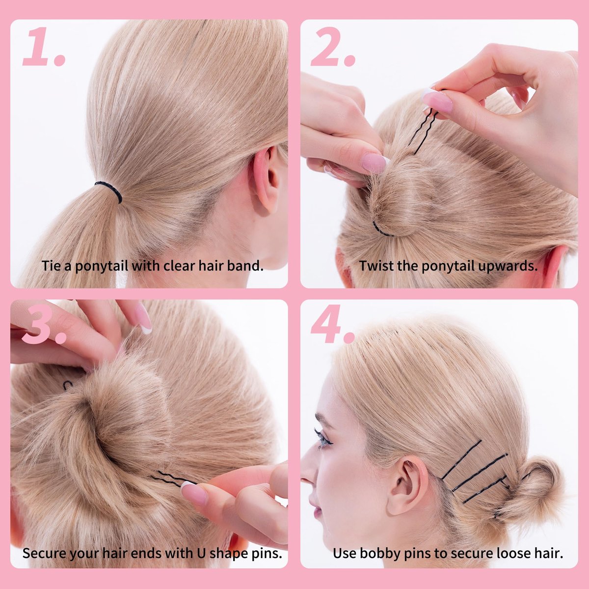 Scaups 400PCS Brown and Black Bobby Pins Kit with Hair Bands, 1.38inch 2inch 2.36inch Bobby Pins and 2.36inch U Shape Hair Pins for Women - görsel 9