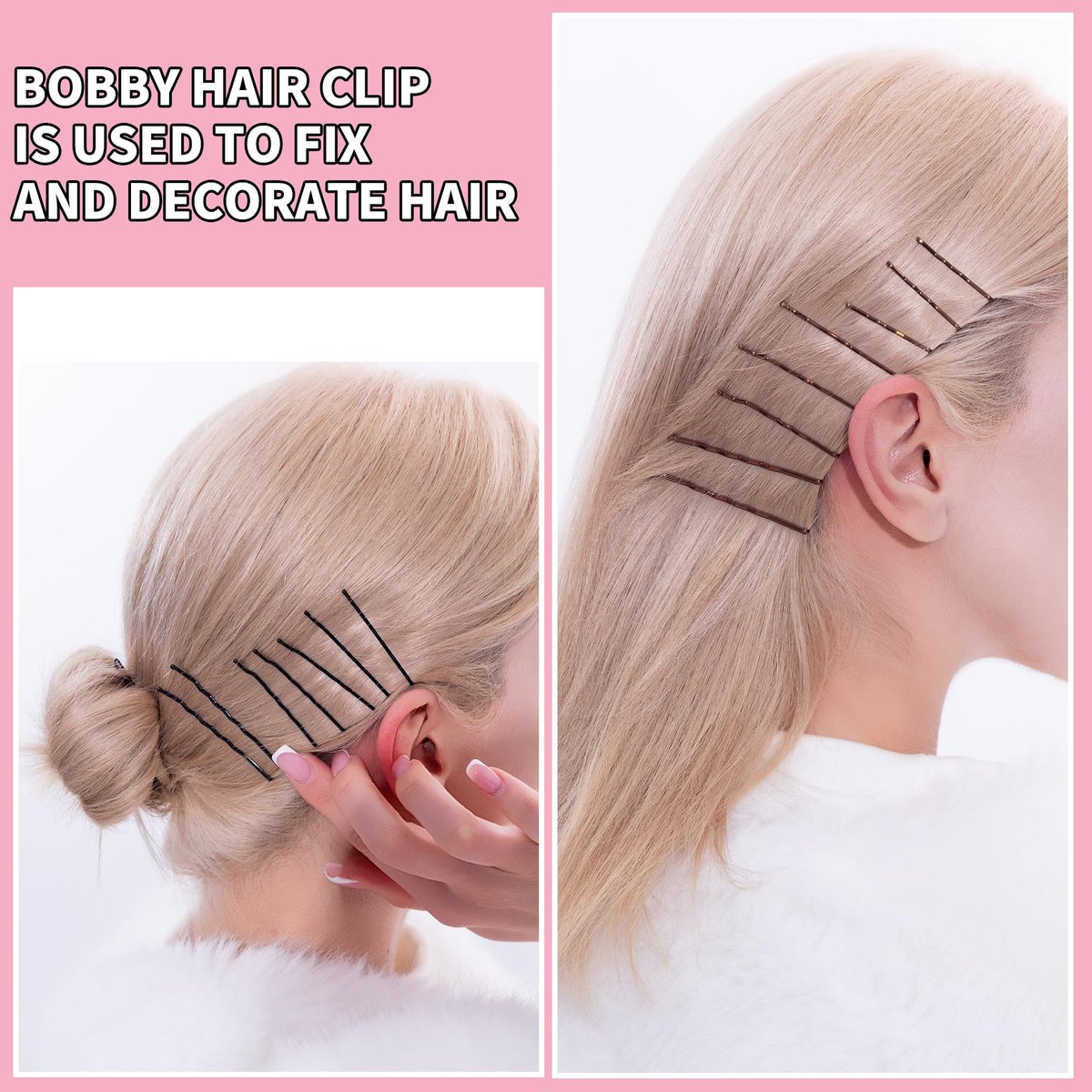 Scaups 400PCS Brown and Black Bobby Pins Kit with Hair Bands, 1.38inch 2inch 2.36inch Bobby Pins and 2.36inch U Shape Hair Pins for Women - görsel 5