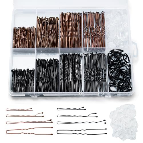 Scaups 400PCS Brown and Black Bobby Pins Kit with Hair Bands, 1.38inch 2inch 2.36inch Bobby Pins and 2.36inch U Shape Hair Pins for Women - görsel 2