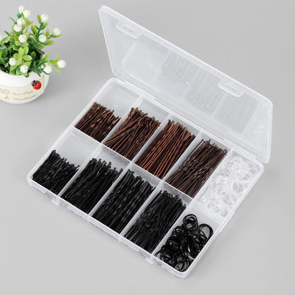 Scaups 400PCS Brown and Black Bobby Pins Kit with Hair Bands, 1.38inch 2inch 2.36inch Bobby Pins and 2.36inch U Shape Hair Pins for Women