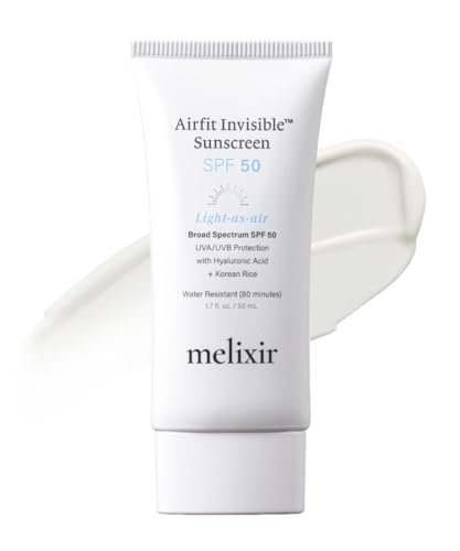 Melixir Airfit Invisible™ Sunscreen SPF 50 - Korean Rice Sunscreen for Face with Hyaluronic Acid, Moisturizing Daily Protection for Sensitive Skin, No White Cast, Waterproof, 1.7 fl oz - görsel 1