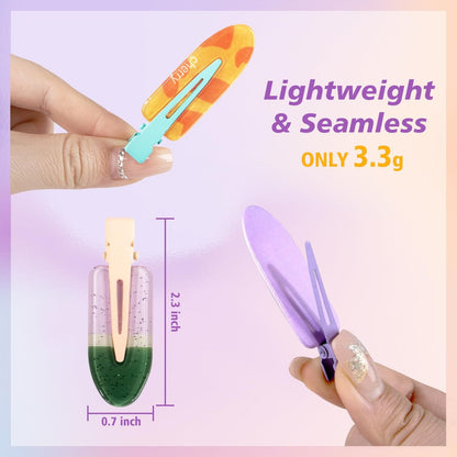 Magicsky 12PCS No Bend Hair Clips - Hawaiian Acrylic Flat Styling No Crease Pins, Bang Seamless Duckbill Barrettes for Women and Girls, Colorful Fruit Design Avelisse