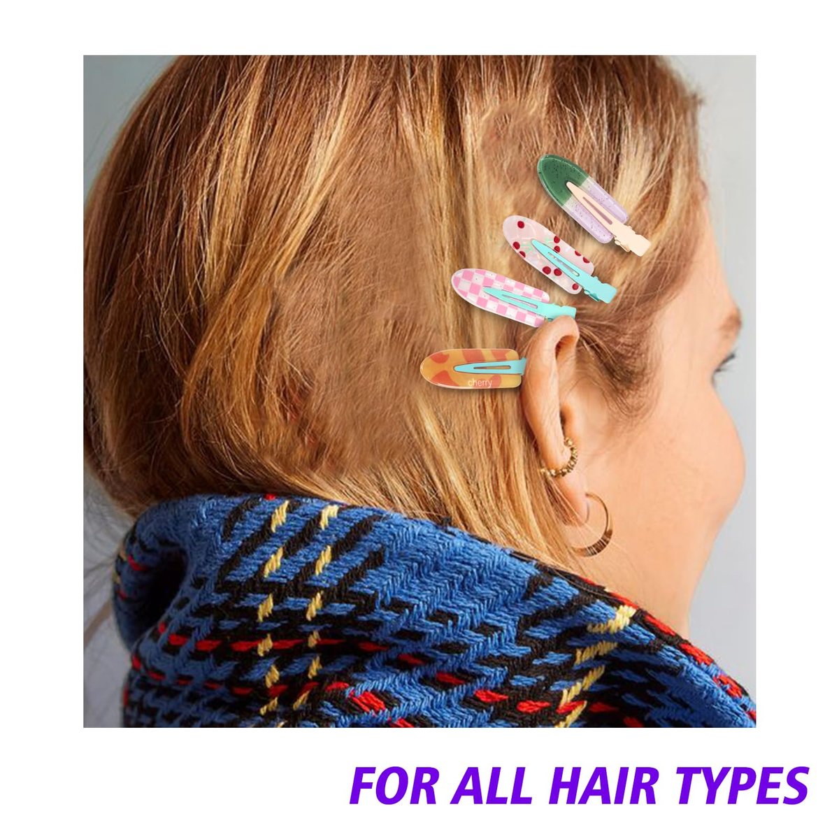 Magicsky 12PCS No Bend Hair Clips - Hawaiian Acrylic Flat Styling No Crease Pins, Bang Seamless Duckbill Barrettes for Women and Girls, Colorful Fruit Design Avelisse