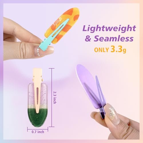 Magicsky 12PCS No Bend Hair Clips - Hawaiian Acrylic Flat Styling No Crease Pins, Bang Seamless Duckbill Barrettes for Women and Girls, Colorful Fruit Design Avelisse