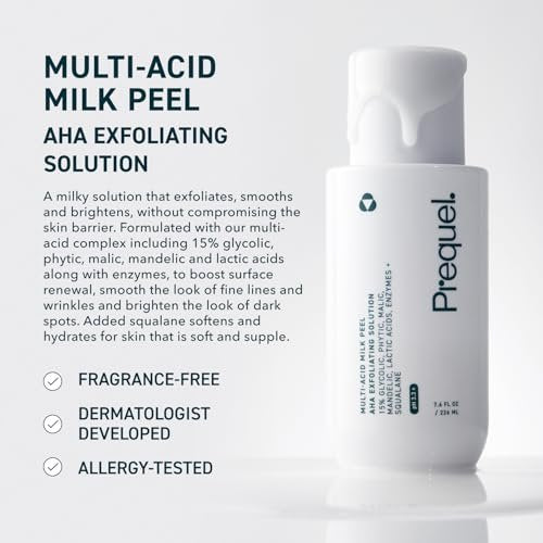 Prequel Skin Multi-Acid Milk Peel - Professional 15% Glycolic Acid Exfoliating Solution with Lactic Acid & Enzymes, Hydrating Chemical Peel, Clinical Strength, 7.6 oz Avelisse