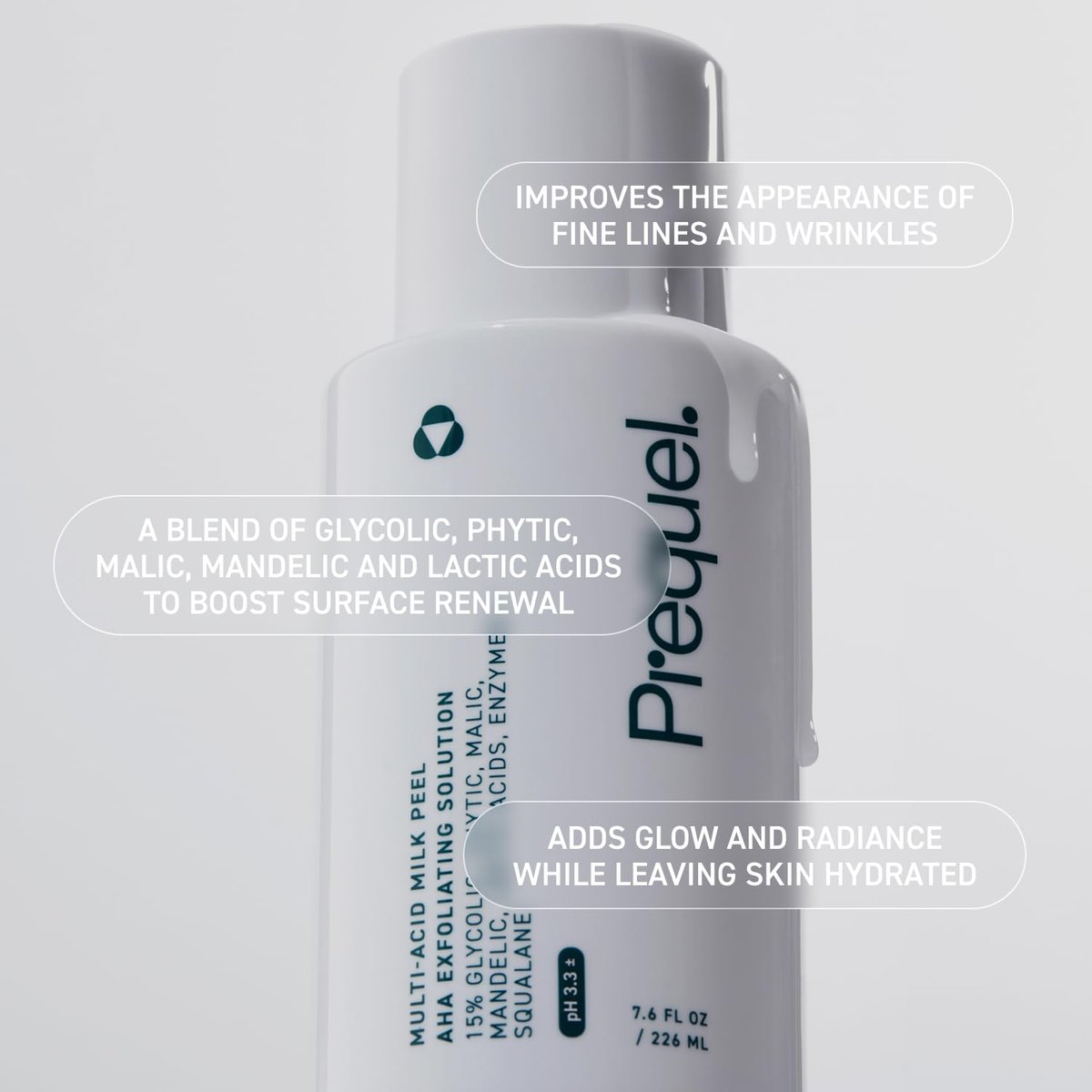 Prequel Skin Multi-Acid Milk Peel - Professional 15% Glycolic Acid Exfoliating Solution with Lactic Acid & Enzymes, Hydrating Chemical Peel, Clinical Strength, 7.6 oz Avelisse