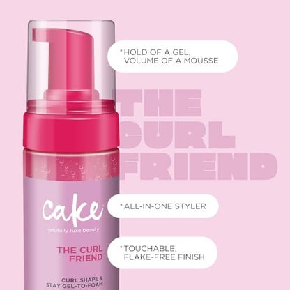 Cake Beauty Gel-to-Foam Curl Styler, The Curl Friend – High Hold & Definition - Frizz Protection - Infused with Coconut Oil & Shea Butter - For Curly Hair - 6.8 fl oz / 200 mL
