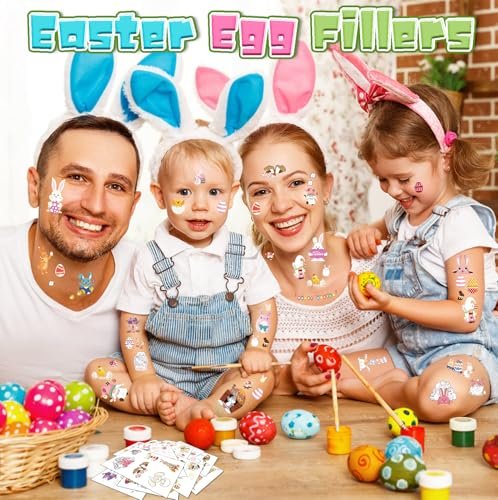 144Pcs Luminous Easter Temporary Tattoos - Glow in the Dark Egg Fillers & Basket Stuffers for Teens Kids Avelisse