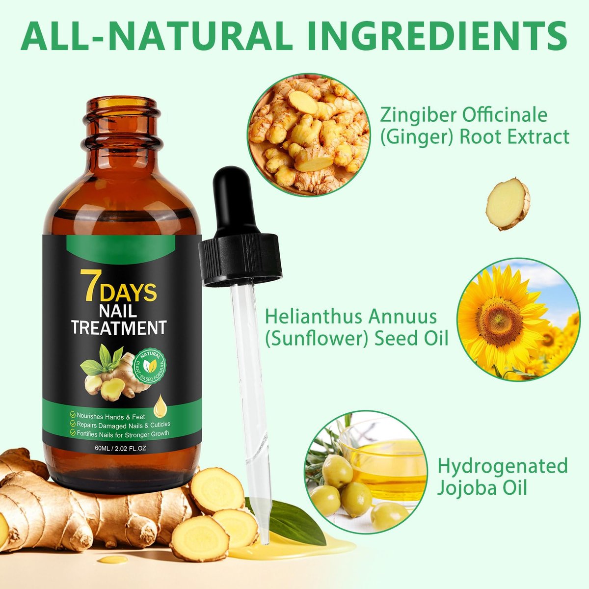 Tiuedu Nail Growth Serum – Ginger Nail Oil for Strengthening & Promoting Nail Growth, Natural Plant Formula, 2 Fl Oz - görsel 5