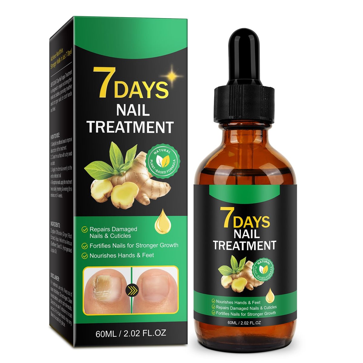 Tiuedu Nail Growth Serum – Ginger Nail Oil for Strengthening & Promoting Nail Growth, Natural Plant Formula, 2 Fl Oz - görsel 1