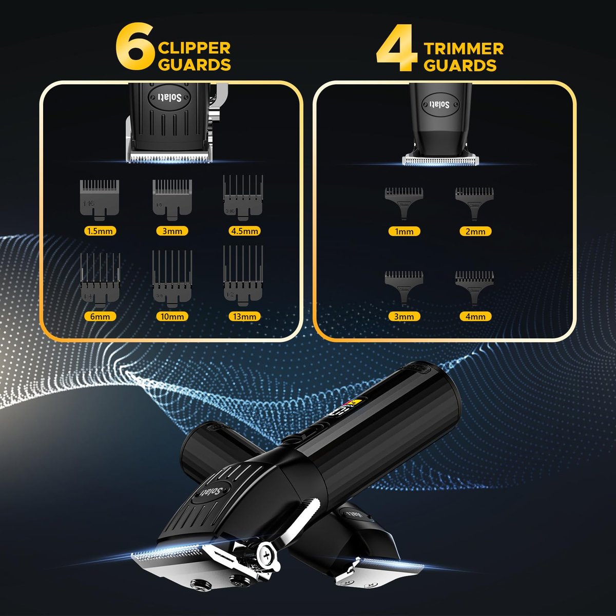 Cordless Hair Clippers for Men & Beard Trimmers Kit with LED Display - Rechargeable Grooming Shaver Kit for Men, Women, Kids (Black) Avelisse