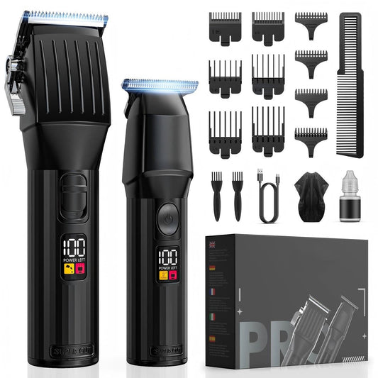 Cordless Hair Clippers for Men & Beard Trimmers Kit with LED Display - Rechargeable Grooming Shaver Kit for Men, Women, Kids (Black) Avelisse