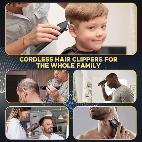 Cordless Hair Clippers for Men & Beard Trimmers Kit with LED Display - Rechargeable Grooming Shaver Kit for Men, Women, Kids (Black) Avelisse