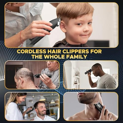Cordless Hair Clippers for Men & Beard Trimmers Kit with LED Display - Rechargeable Grooming Shaver Kit for Men, Women, Kids (Black) Avelisse